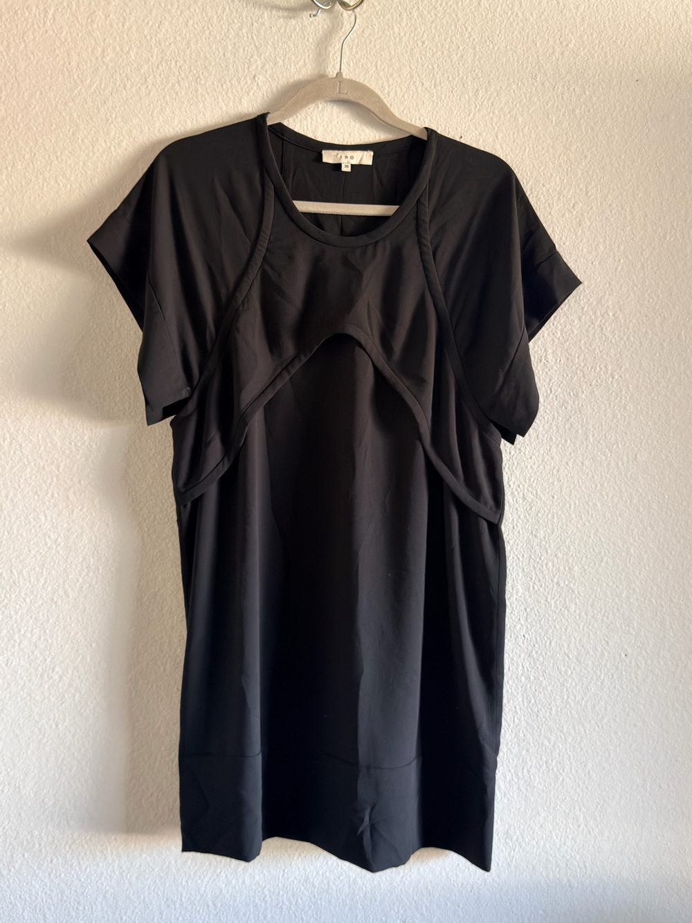 IRO Black Short-Sleeve Draped Mini Dress